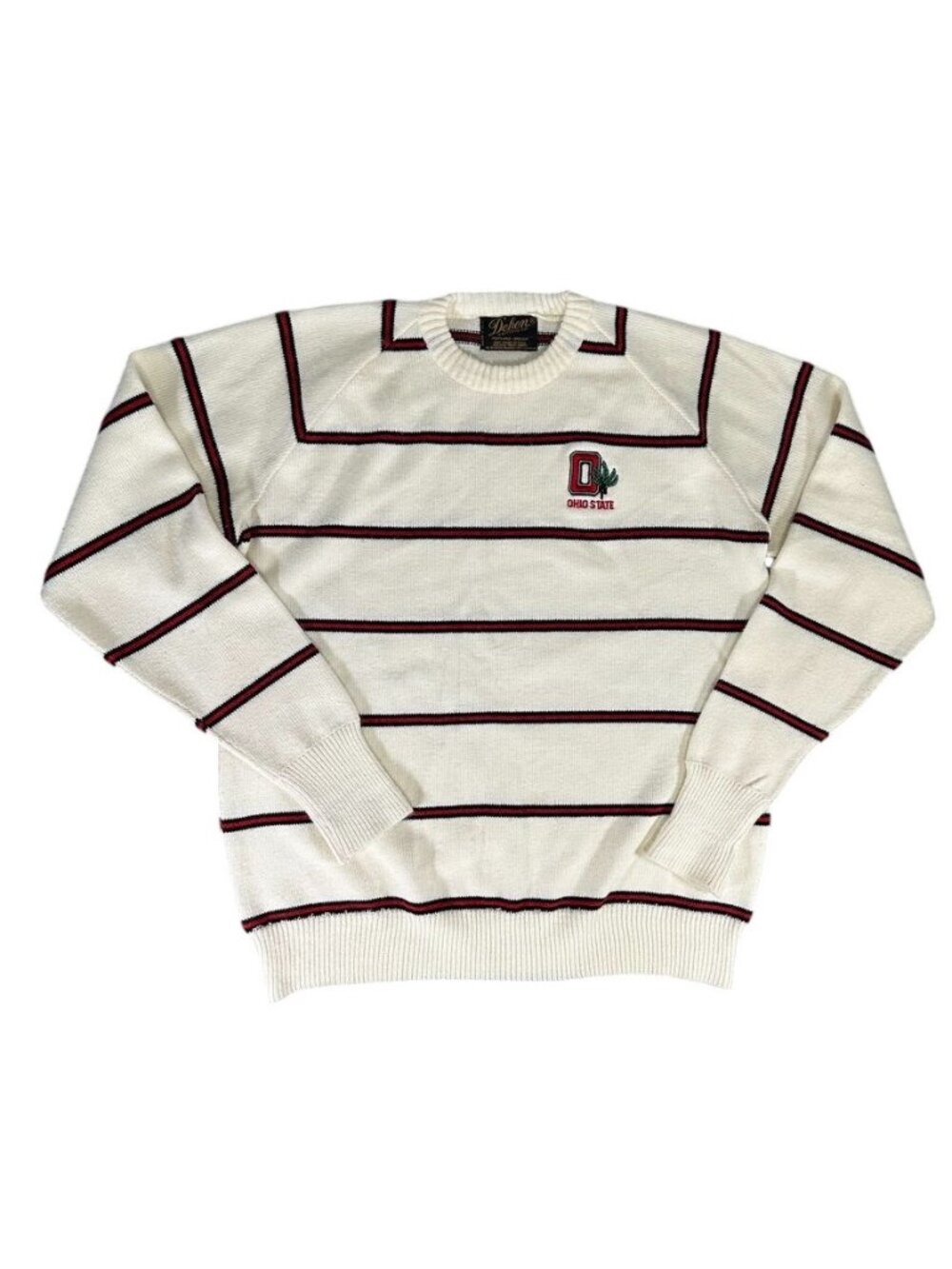 Vintage 1970s OHIO STATE Buckeyes Sweater Dehen Knitting Co Scarlet Striped XL